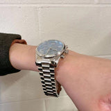  Shop Authentic Michael Kors Lexington Chronograph Blue Dial Silver Steel Strap Watch For Women - MK7215 - Luxxuri