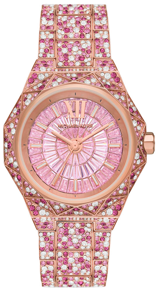  Shop Authentic Michael Kors Raquel Three-Hand Crystals Pink Dial Rose Gold Steel Strap Watch For Women - MK7343 - Luxxuri