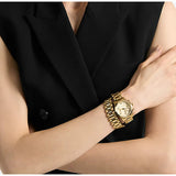  Shop Authentic Michael Kors Runway Chronograph Analog Gold Dial Gold Steel Strap Watch for Women - MK7452 - Luxxuri
