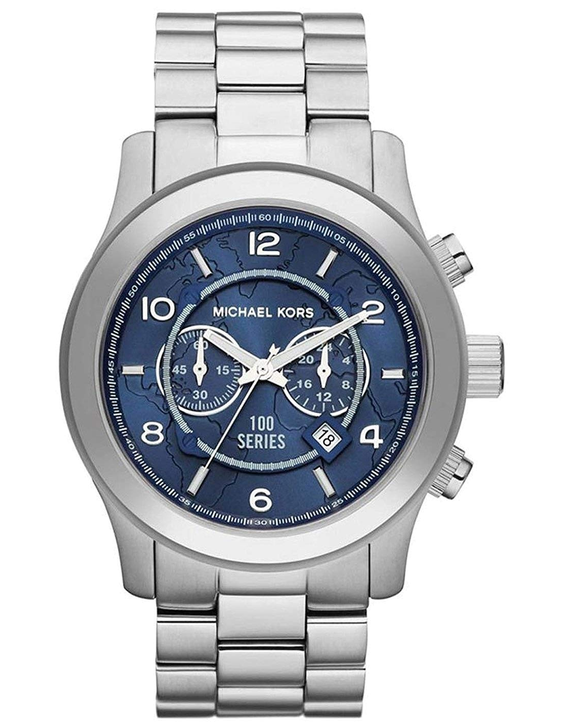  Shop Authentic Michael Kors Stop Hunger Chronograph Blue Dial Silver Steel Strap Watch for Men - MK8314 - Luxxuri