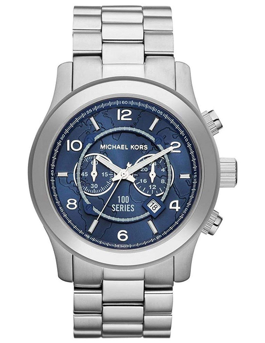  Shop Authentic Michael Kors Stop Hunger Chronograph Blue Dial Silver Steel Strap Watch for Men - MK8314 - Luxxuri