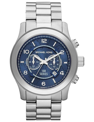  Shop Authentic Michael Kors Stop Hunger Chronograph Blue Dial Silver Steel Strap Watch for Men - MK8314 - Luxxuri