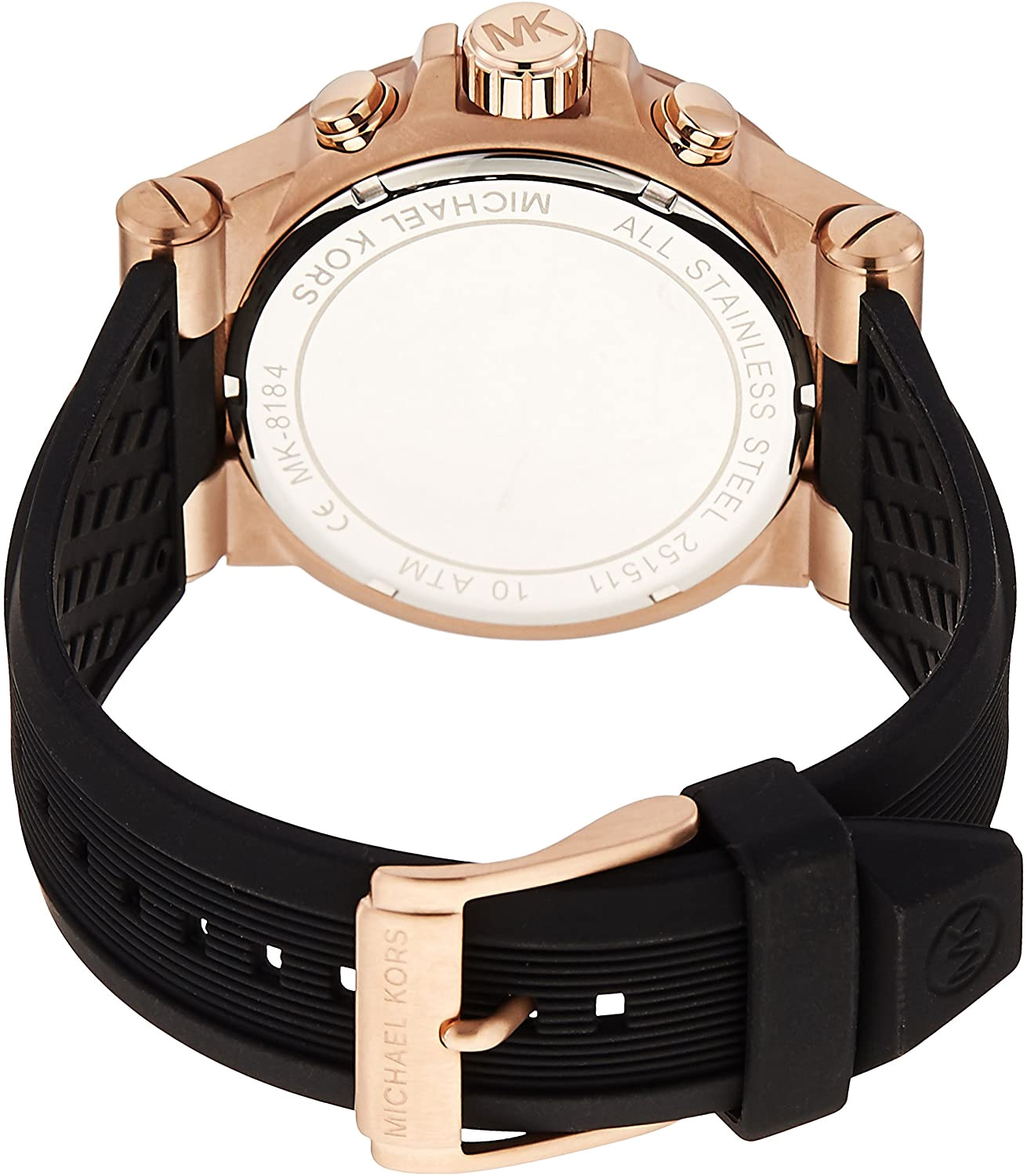 Michael Kors Dylan Chronograph Black Dial Black Rubber Strap Watch For Women - MK8556