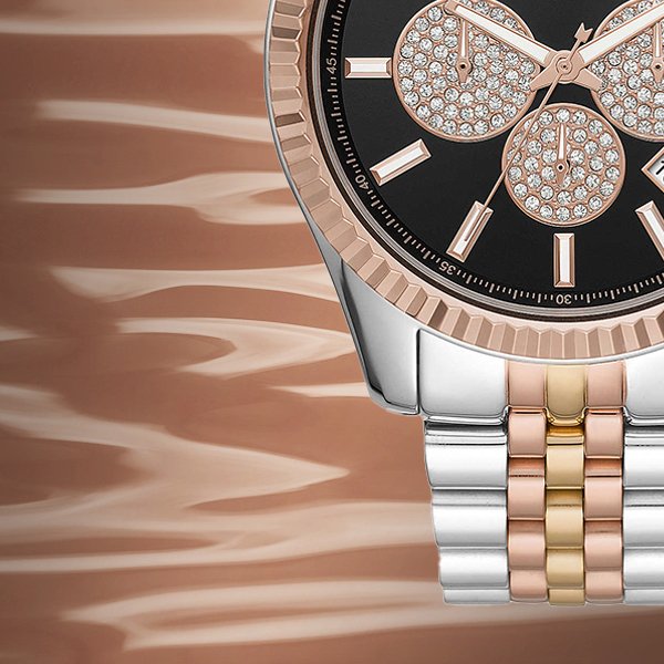  Shop Authentic Michael Kors Lexington Chronograph Crystals Black Dial Two Tone Steel Strap Watch for Men - MK8714 - Luxxuri