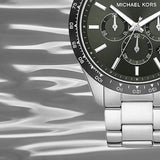  Shop Authentic Michael Kors Layton Chronograph Green Dial Silver Steel Strap Watch For Men - MK8912 - Luxxuri