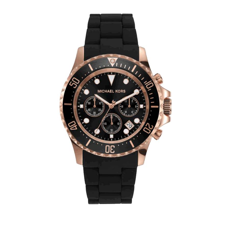  Shop Authentic Michael Kors Everest Chronograph Black Dial Black Silicone Strap Watch For Men - MK9055 - Luxxuri