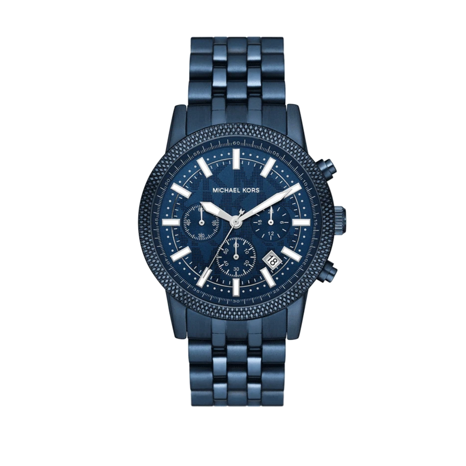  Shop Authentic Michael Kors Hutton Chronograph Blue Dial Blue Steel Strap Watch For Men - MK9088 - Luxxuri