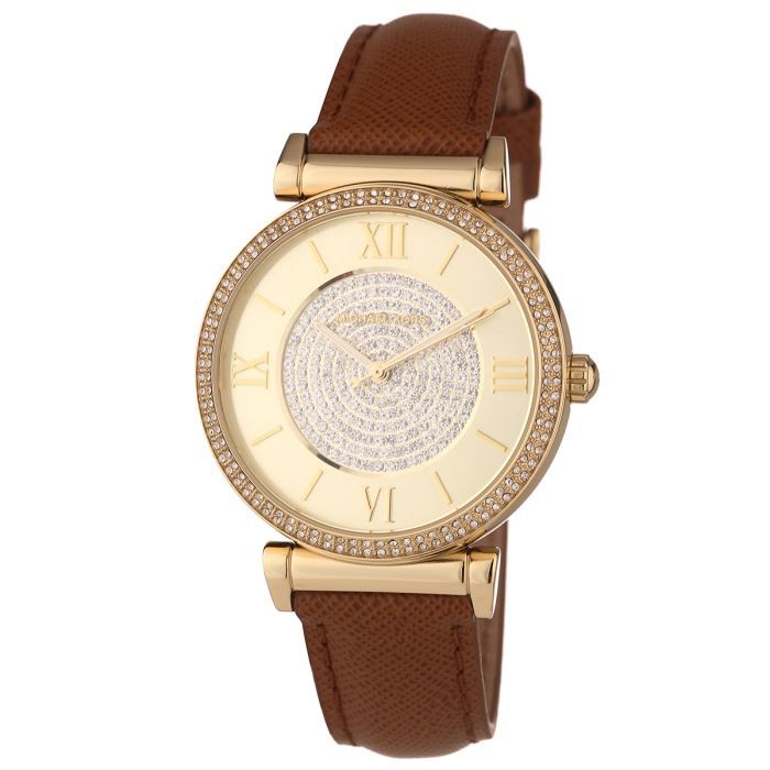  Shop Authentic Michael Kors Catlin Champagne Dial Brown Leather Strap Watch for Women - MK2375 - Luxxuri