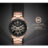  Shop Authentic Michael Kors Layton Chronograph Black Dial Rose Gold Steel Strap Watch For Men - MK8824 - Luxxuri