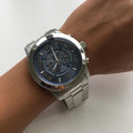  Shop Authentic Michael Kors Stop Hunger Chronograph Blue Dial Silver Steel Strap Watch for Men - MK8314 - Luxxuri