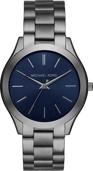  Shop Authentic Michael Kors Slim Runway Blue Dial Grey Steel Strap Watch For Men - MK8584 - Luxxuri