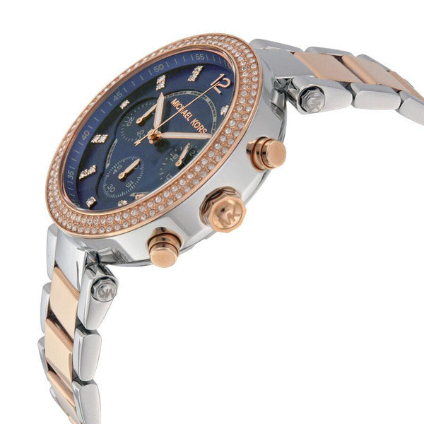  Shop Authentic Michael Kors Parker Blue Dial Two Tone Steel Strap Watch for Women - MK6141 - Luxxuri