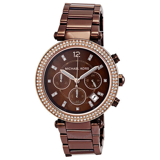  Shop Authentic Michael Kors Parker Chronograph Brown Dial Brown Steel Strap Watch For Women - MK5578 - Luxxuri