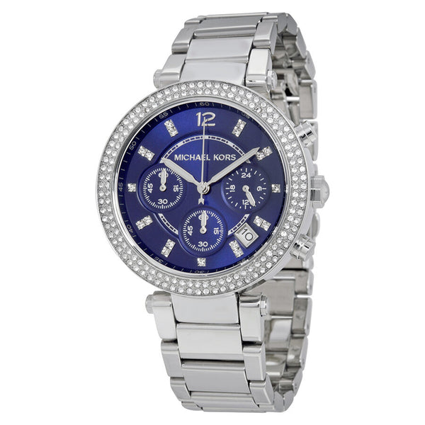  Shop Authentic Michael Kors Parker Chronograph Blue Dial Silver Steel Strap Watch for Women - MK6117 - Luxxuri