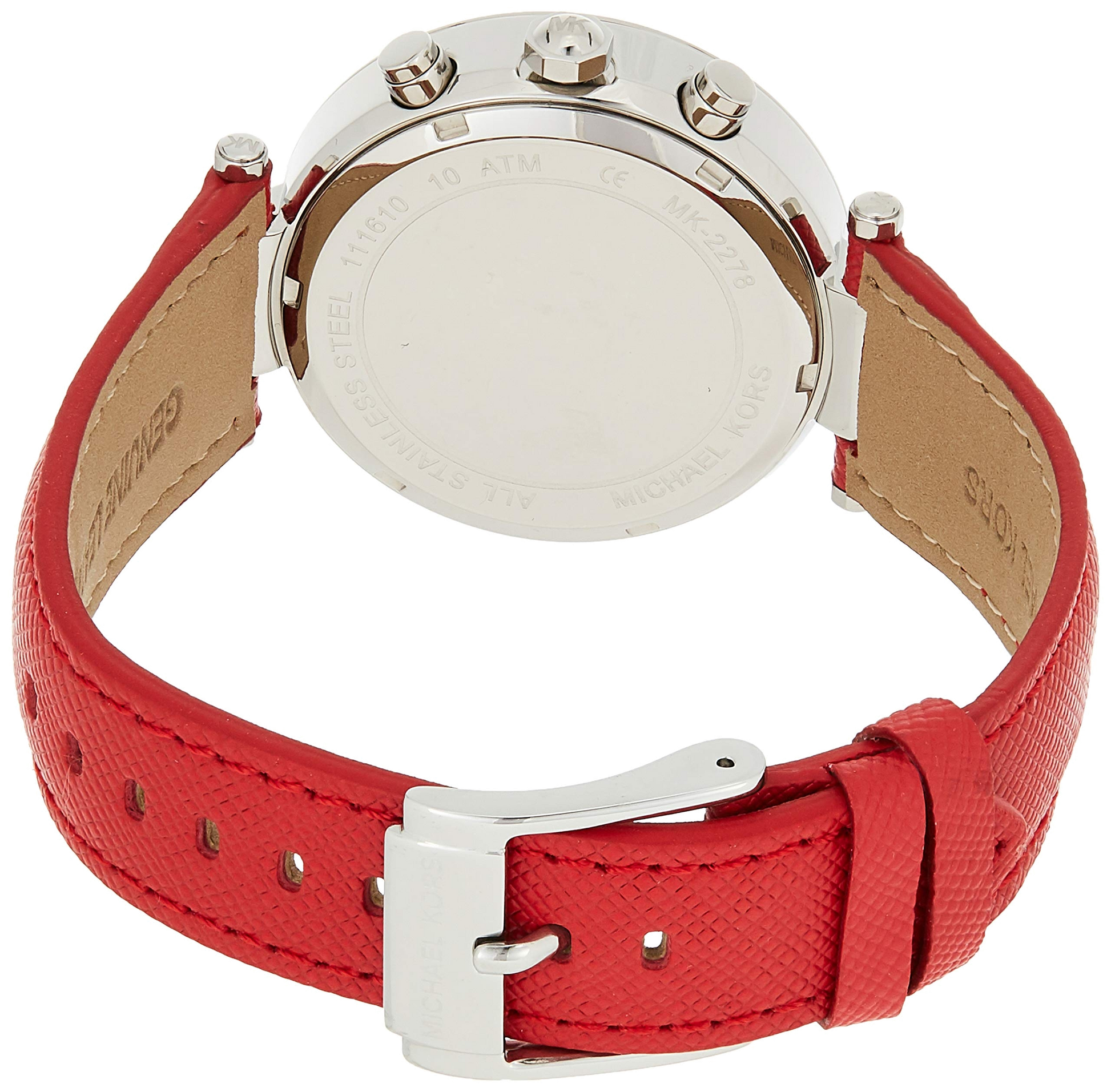  Shop Authentic Michael Kors Parker Silver Dial Red Leather Strap Watch for Women - MK2278 - Luxxuri
