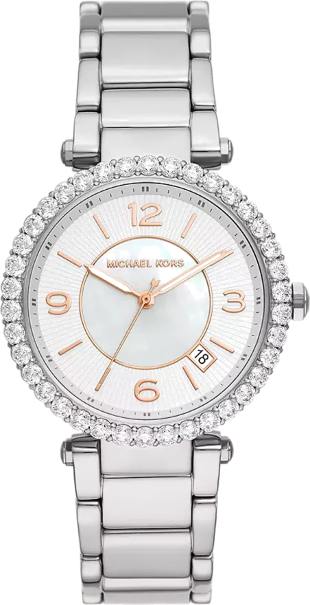  Shop Authentic Michael Kors Parker Three Hand Mother of Pearl White Dial Silver Steel Strap Watch For Women - MK4694 - Luxxuri