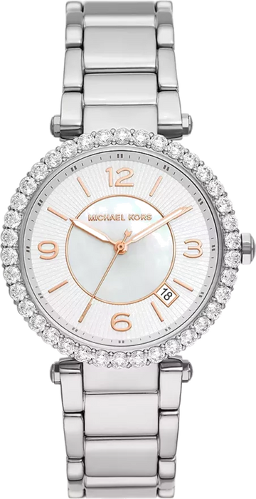  Shop Authentic Michael Kors Parker Three Hand Mother of Pearl White Dial Silver Steel Strap Watch For Women - MK4694 - Luxxuri