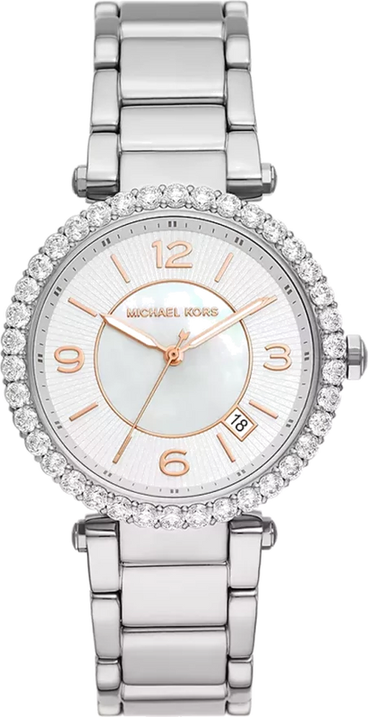  Shop Authentic Michael Kors Parker Three Hand Mother of Pearl White Dial Silver Steel Strap Watch For Women - MK4694 - Luxxuri