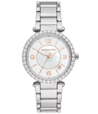  Shop Authentic Michael Kors Parker Three Hand Mother of Pearl White Dial Silver Steel Strap Watch For Women - MK4694 - Luxxuri