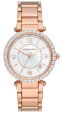  Shop Authentic Michael Kors Parker Three-Hand Mother of Pearl White Dial Rose Gold Steel Strap Watch For Women - MK4695 - Luxxuri