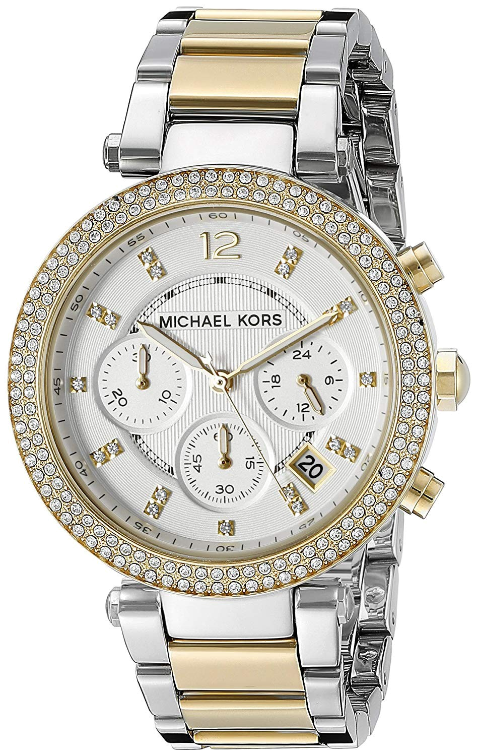  Shop Authentic Michael Kors Parker White Dial Two Tone Steel Strap Watch for Women - MK6055 - Luxxuri