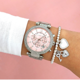 Shop Authentic Michael Kors Parker Chronograph Pink Dial Silver Steel Strap Watch For Women - MK6105 - Luxxuri