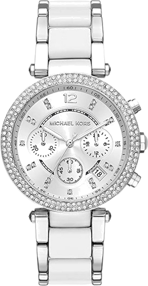  Shop Authentic Michael Kors Parker Chronograph Silver Dial Silver Steel Strap Watch For Women - MK6354 - Luxxuri