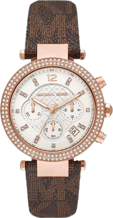  Shop Authentic Michael Kors Parker Chronograph White Dial Brown Leather Strap Watch For Women - MK6917 - Luxxuri