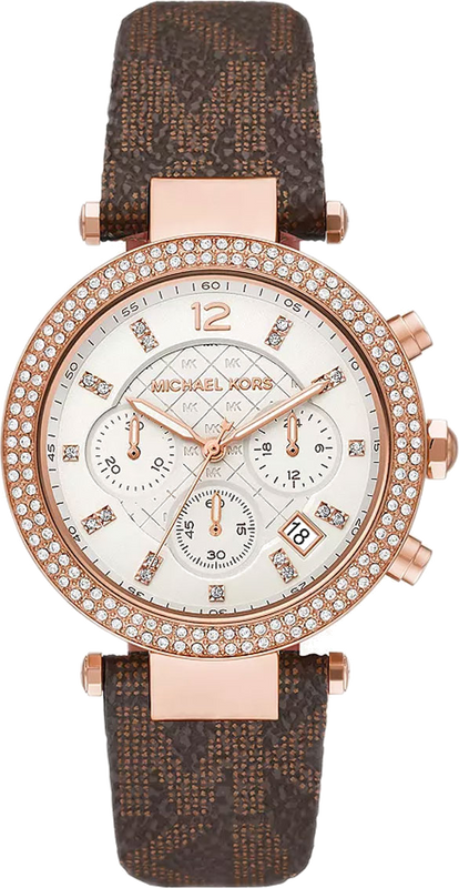  Shop Authentic Michael Kors Parker Chronograph White Dial Brown Leather Strap Watch For Women - MK6917 - Luxxuri