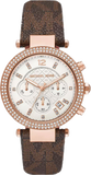  Shop Authentic Michael Kors Parker Chronograph White Dial Brown Leather Strap Watch For Women - MK6917 - Luxxuri