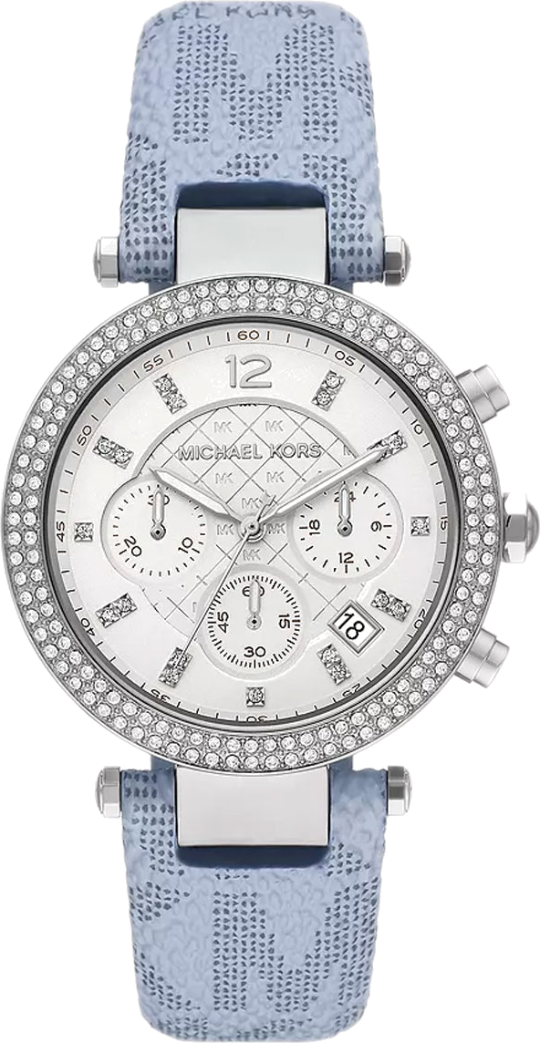  Shop Authentic Michael Kors Parker Silver Dial Blue Leather Strap Watch For Women - MK6936 - Luxxuri