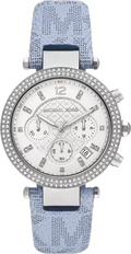  Shop Authentic Michael Kors Parker Silver Dial Blue Leather Strap Watch For Women - MK6936 - Luxxuri
