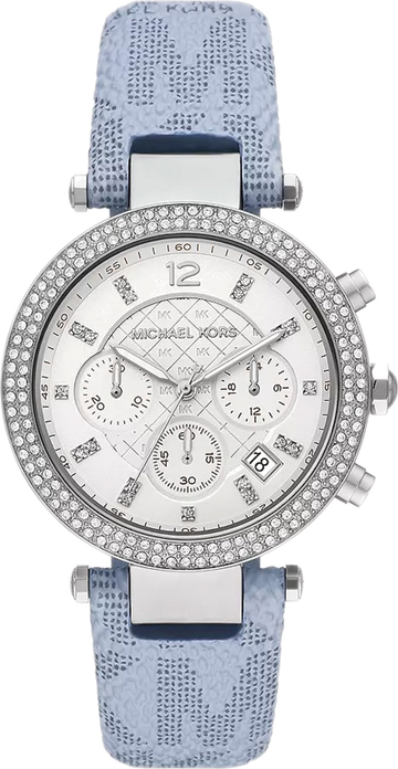  Shop Authentic Michael Kors Parker Silver Dial Blue Leather Strap Watch For Women - MK6936 - Luxxuri