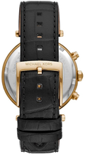 Michael Kors Parker Chronograph Black Dial Black Leather Strap Watch For Women - MK6984