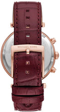 Michael Kors Parker Chronograph Red Dial Red Leather Strap Watch For Women - MK6986