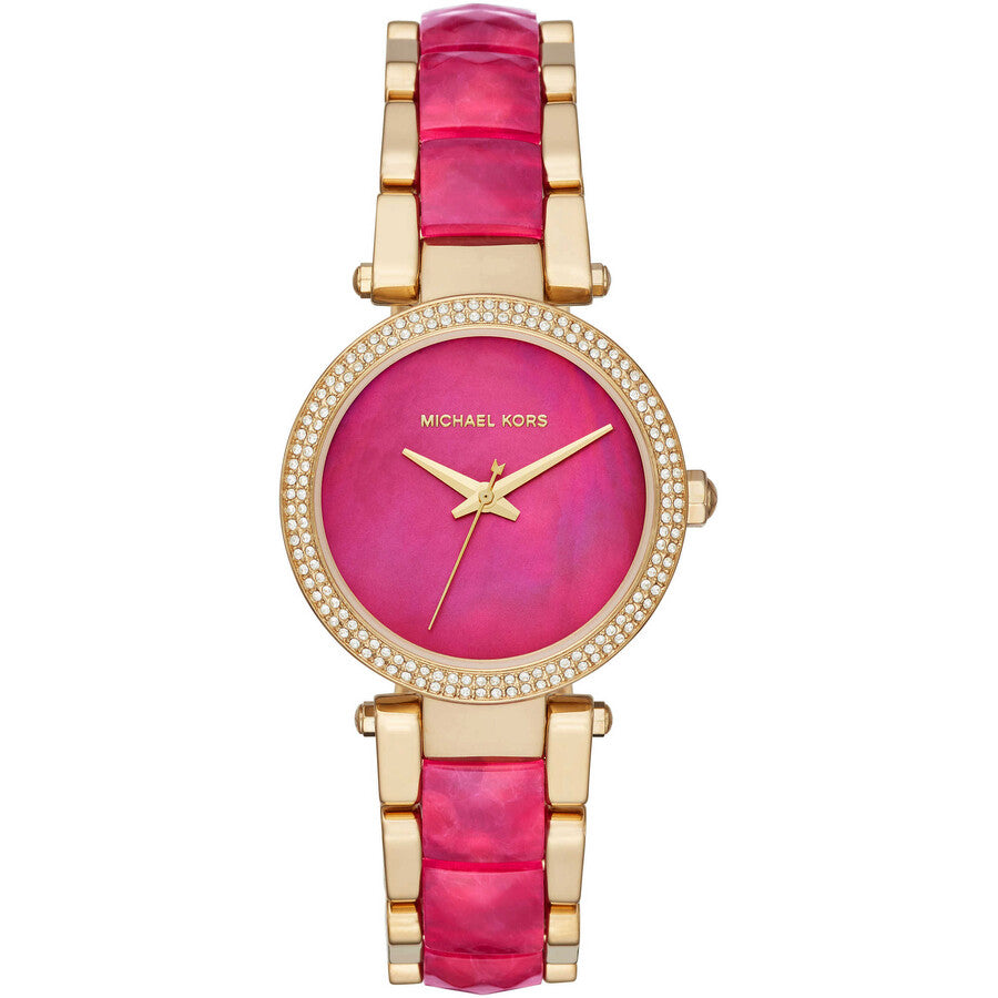 Shop Authentic Michael Kors Parker Pink Mother of Pearl Dial Two Tone Steel Strap Watch for Women - MK6490 - Luxxuri
