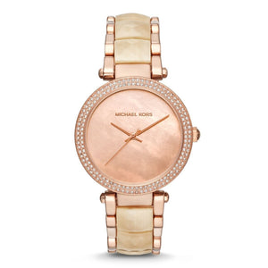  Shop Authentic Michael Kors Parker Mother of Pearl Pink Dial Two Tone Steel Strap Watch for Women - MK6492 - Luxxuri
