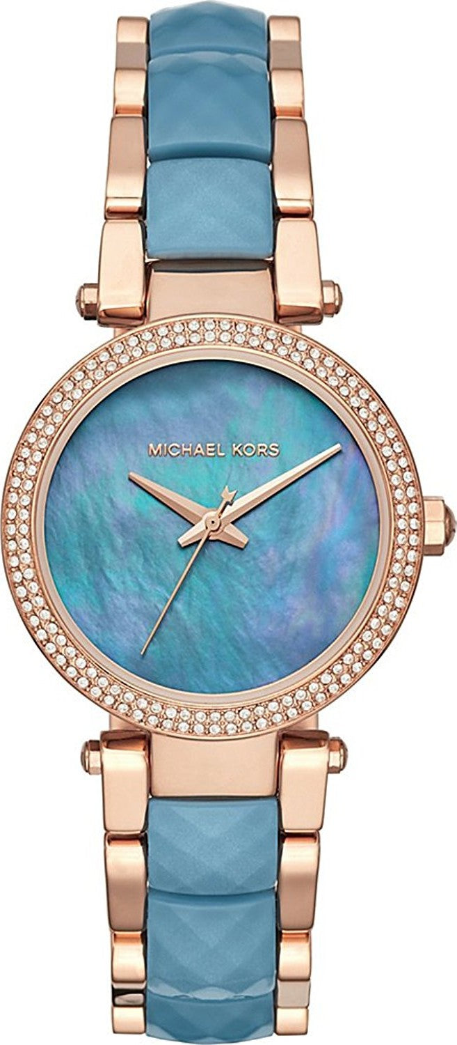  Shop Authentic Michael Kors Parker Blue Mother of Pearl Dial Two Tone Steel Strap  Watch for Women - MK6491 - Luxxuri