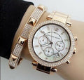  Shop Authentic Michael Kors Parker White Dial with Diamonds Rose Gold Steel Strap Watch for Women - MK5491 - Luxxuri