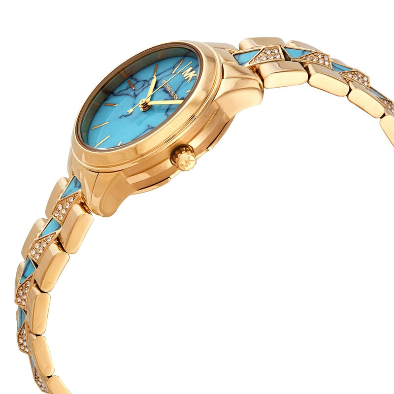  Shop Authentic Michael Kors Petite Runway Mercer Blue Dial Gold Steel Strap Watch For Women - MK6673 - Luxxuri