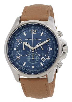  Shop Authentic Michael Kors Pilot Chronograph Blue Dial Brown Leather Strap Watch for Men - MK9128 - Luxxuri