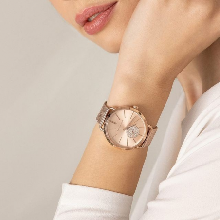 Michael Kors Portia Rose Gold Dial Rose Gold Mesh Bracelet Watch for Women - MK3845