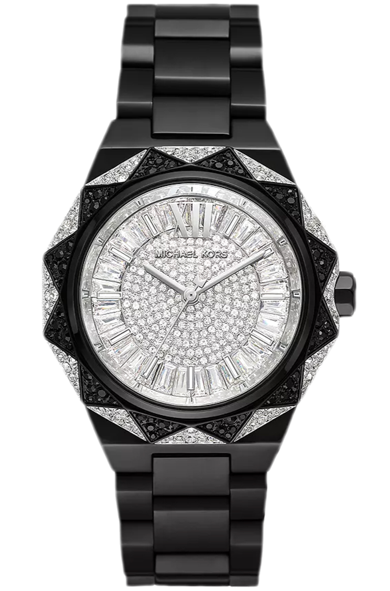 Michael Kors Raquel Three Hand Silver Dial Black Steel Strap Watch For Women - MK4692