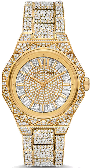  Shop Authentic Michael Kors Raquel Three Hand Crystals Gold Dial Gold Steel Strap Watch For Women - MK7398 - Luxxuri