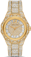  Shop Authentic Michael Kors Raquel Three Hand Crystals Gold Dial Gold Steel Strap Watch For Women - MK7398 - Luxxuri