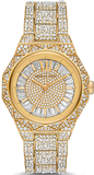  Shop Authentic Michael Kors Raquel Three Hand Crystals Gold Dial Gold Steel Strap Watch For Women - MK7398 - Luxxuri