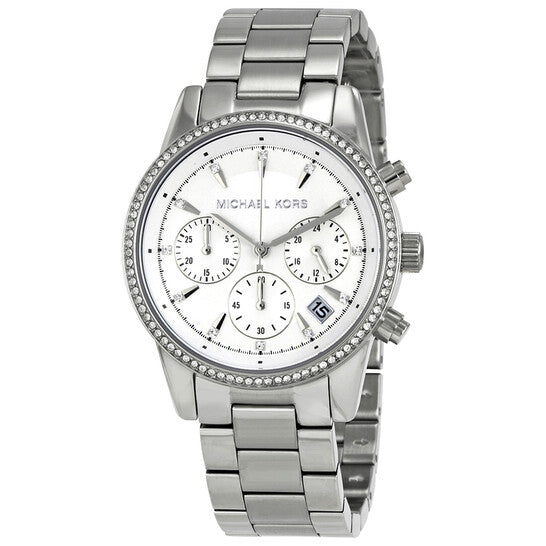  Shop Authentic Michael Kors Ritz Silver Dial Silver Steel Strap Watch for Women - MK6428 - Luxxuri