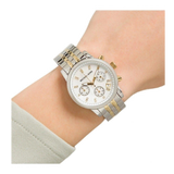  Shop Authentic Michael Kors Ritz Chronograph White Dial Two Tone Steel Strap Watch for Women - MK5057 - Luxxuri