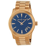  Shop Authentic Michael Kors Runway Blue Dial Rose Gold Stainless Steel Strap Watch for Women - MK7065 - Luxxuri