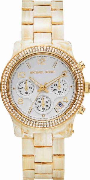  Shop Authentic Michael Kors Runway Pavé Chronograph White Dial White Acetate Strap Watch for Women - MK7476 - Luxxuri